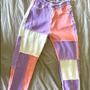 Yesstyle pink patch work pants, size large